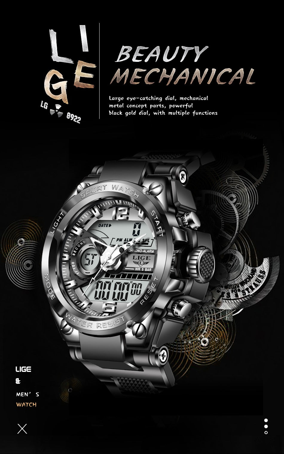 Big Bang! Military Watch official Brand 50m Waterproof Wristwatch LED Alarm Clock Sport Watch Male masculin